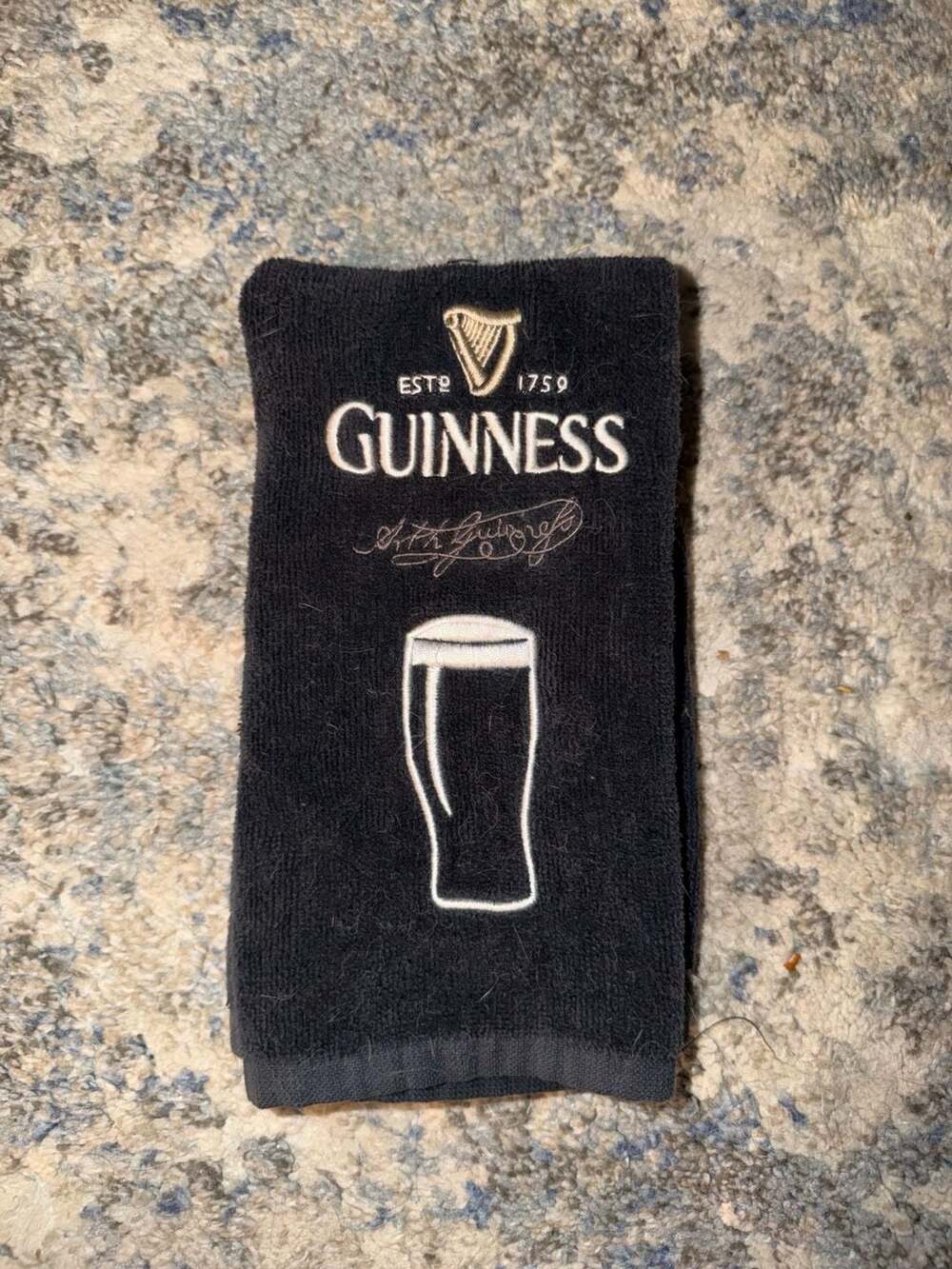 Guinness Official Merchandise Embroidered Black Golf Towel